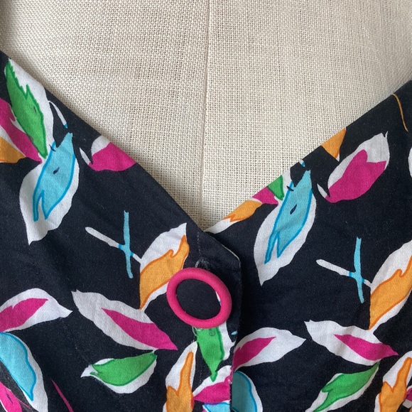 off the shoulder 80s print dress - Picture 3 of 9